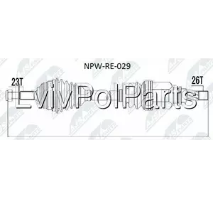 Піввісь NPWRE029 Renault Megane Ii 1.4,1.5Dci,1.6 02- /Ліва/
